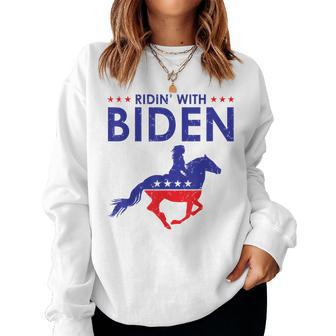 Ridin With Biden Horse Rider Democrat Joe Biden 2020 Women Sweatshirt | Mazezy