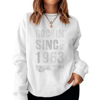 Rockin Awesome Since 1963 Legendary Rockstar 60Th Birthday Women Crewneck Graphic Sweatshirt - Seseable