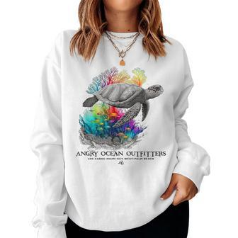 Sea Turtle Tropical Colorful Beach Ocean Travel Souvenir  Women Crewneck Graphic Sweatshirt