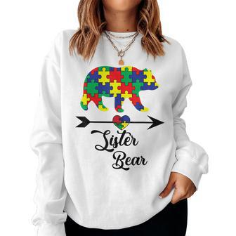 Sister Bear Puzzle Autism Awareness Big Sis Women Sweatshirt | Mazezy