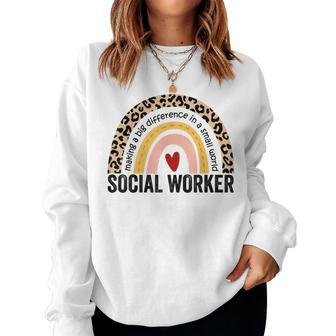Social Worker Rainbow 2023 School Social Worker Women Crewneck Graphic Sweatshirt - Seseable
