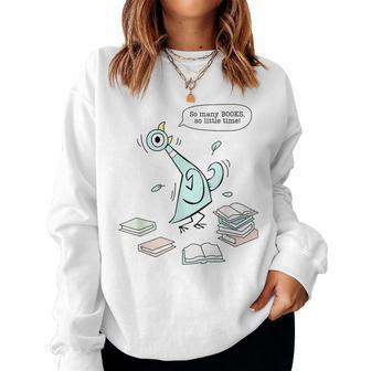 Teacher Library Read Mo Books Pigeon Reading Library  Women Crewneck Graphic Sweatshirt