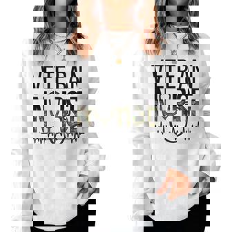 Veteran Nursing Heartbeat Veteran Nurse Women Crewneck Graphic Sweatshirt - Seseable