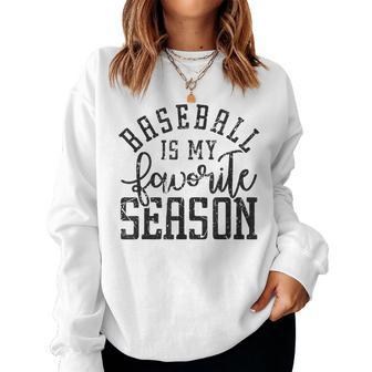Vintage Baseball Mom Dad Baseball Is My Favorite Season Women Crewneck Graphic Sweatshirt - Seseable