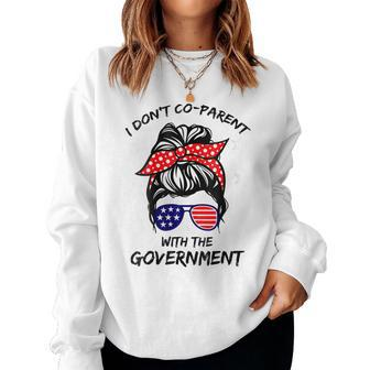 Womens I Don’T Coparent With The Government Women Crewneck Graphic Sweatshirt - Seseable