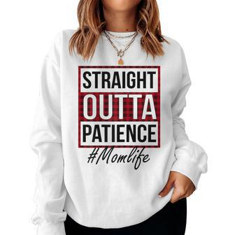 Womens Ph Straight Outta Patience Mom Life Red Plaid Women Crewneck Graphic Sweatshirt - Thegiftio UK