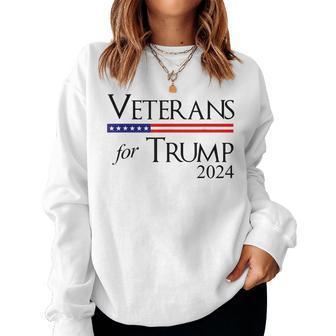 Womens Trump 2024 Veterans For Trump 2024 Women Crewneck Graphic Sweatshirt - Seseable