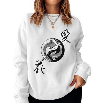 Yin Yang Koi Fish Butterfly Nishikigoi Women Sweatshirt | Mazezy