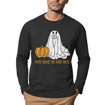 My Dog Is My Boo Ghost Funny Halloween Dog Lovers Boo Dog Men Graphic Long Sleeve T-shirt - Thegiftio UK