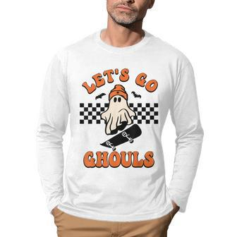 Halloween Ghost Lets Go Ghouls Funny Gifts Skateboarding Men Graphic Long Sleeve T-shirt - Thegiftio UK