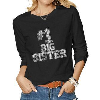 1 Big Sister T Number One Sports Jersey Women Long Sleeve T-shirt | Mazezy