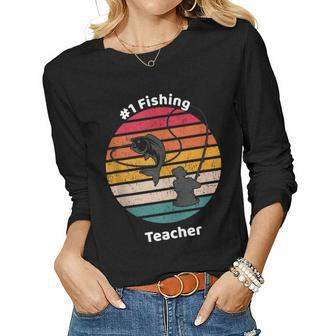 1 Fishing Teacher Fathers Day Gift Women Graphic Long Sleeve T-shirt - Thegiftio UK