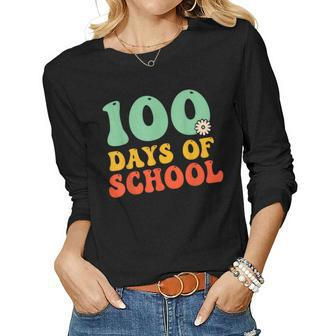 100 Days Of School 100Th Day Of School For Teachers And Kids Women Graphic Long Sleeve T-shirt - Thegiftio UK