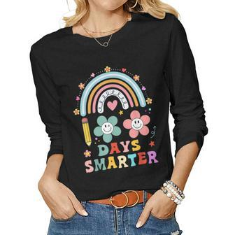 100 Days Of School 100Th Day Smarter Rainbow Teacher Kids Women Graphic Long Sleeve T-shirt - Thegiftio UK