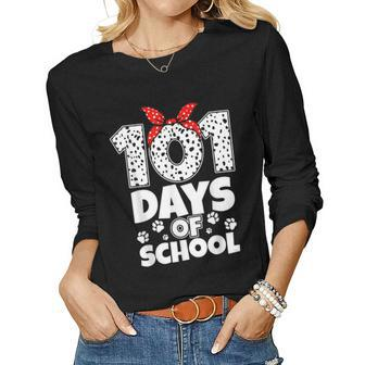 100 Days Of School Dalmatian Dog Women Girl 100 Days Smarter Women Graphic Long Sleeve T-shirt - Thegiftio UK