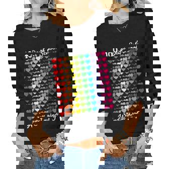 100 Days Of School Funny Hearts Gift For Teachers Kids Women Women Graphic Long Sleeve T-shirt | Seseable UK