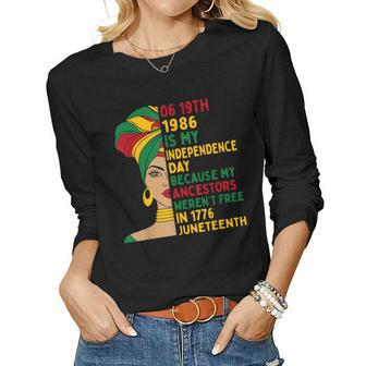 1986 Junenth Is My Independence Day Black African Womens Women Long Sleeve T-shirt | Mazezy