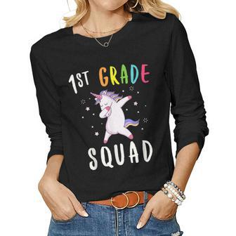 1St Grade Squad Unicorn First Grade Teacher Women Long Sleeve T-shirt | Mazezy