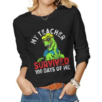 My Teacher Survived 100 Days Of Me 100 Days Of School  V2 Women Graphic Long Sleeve T-shirt