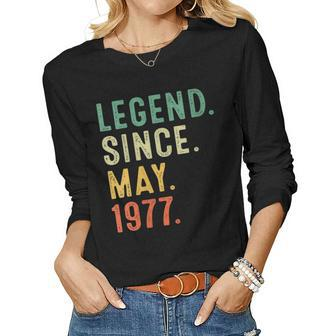 Womens 46 Years Old Legend Since May 1977 46Th Birthday Women Long Sleeve T-shirt | Mazezy