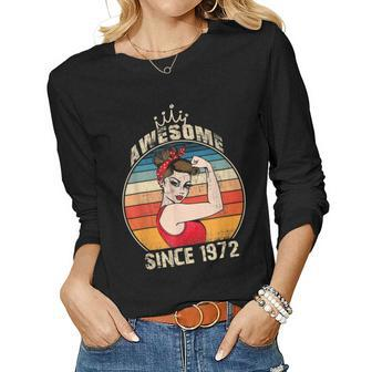 50 Year Old Awesome Since 1972 50Th Birthday Women Girls Women Graphic Long Sleeve T-shirt - Seseable