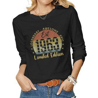 60 Year Old Gifts Vintage 1963 Limited Edition 60Th Birthday V9 Women Graphic Long Sleeve T-shirt - Seseable