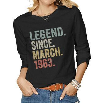 60 Years Old March 1963 Vintage 60Th Birthday Women Long Sleeve T-shirt | Mazezy