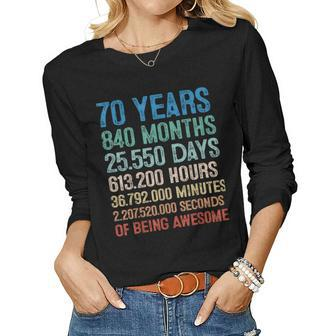 70 Year Old Decorations 70Th Bday Awesome 1953 Birthday Women Long Sleeve T-shirt | Mazezy