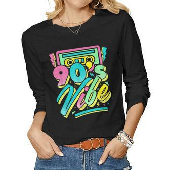 90S Vibe Vintage Retro Costume Party Nineties Mens Womens Women Long Sleeve T-shirt | Mazezy