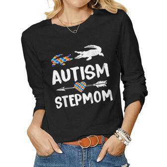 Alligator Autism Step Mom Love Autism Awareness Women Graphic Long Sleeve T-shirt | Seseable UK