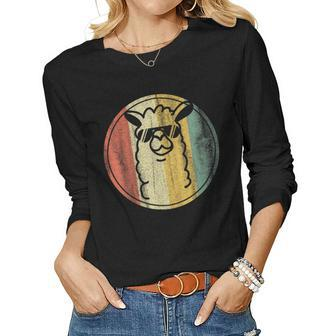 Alpaca Llama Gifts Vintage Retro No Prob Llama Women Graphic Long Sleeve T-shirt - Seseable
