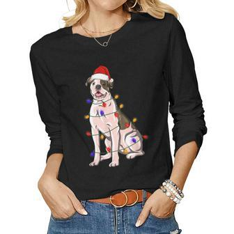 American Bulldog Xmas Lights Dog Dad Dog Mom Women Long Sleeve T-shirt | Mazezy