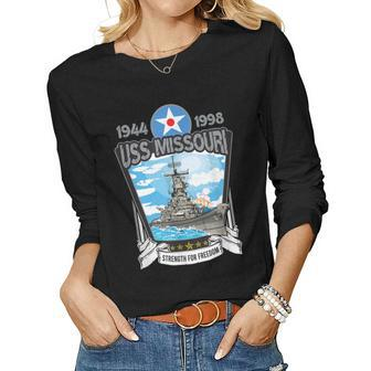 American World War 2 Naval Battleship Uss Missouri Women Graphic Long Sleeve T-shirt - Seseable