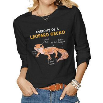 Anatomy Of A Leopard Gecko Gecko Mom Reptile Dad Women Long Sleeve T-shirt | Mazezy