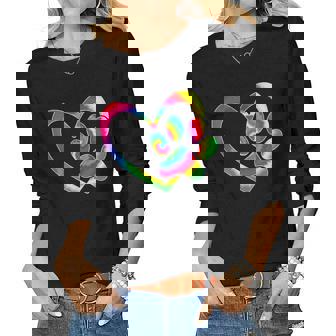 Animal Rescue Dog Cat Paw Heart Print Tie Dye Dog Dad Mom Women Long Sleeve T-shirt | Mazezy