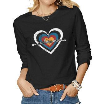 Archery Mom Target Heart - Usa Archery Women Graphic Long Sleeve T-shirt - Thegiftio UK