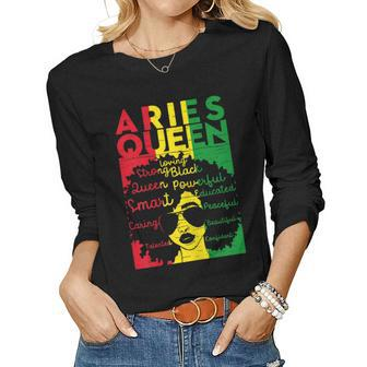 Womens Aries Queen Birthday Costume Black Women Girl Women Long Sleeve T-shirt | Mazezy