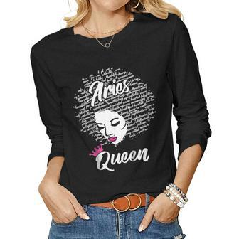 Aries Zodiac Birthday Afro For Black Women Women Long Sleeve T-shirt | Mazezy
