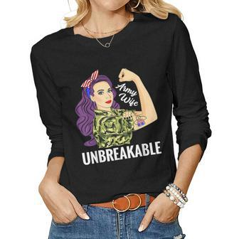 Army Wife Unbreakable For Women Military Husband Women Long Sleeve T-shirt | Mazezy