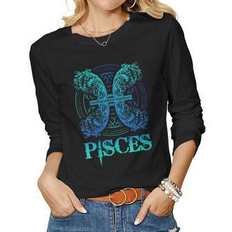 Womens Astrology Horoscope Zodiac Sign Pisces Women Long Sleeve T-shirt | Mazezy