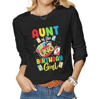 Aunt Of The Birthday Boy Uno Mom Mommy Mama 1St Bday Women Long Sleeve T-shirt | Mazezy