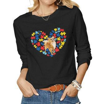 Autism Awareness Chihuahua Heart Dog Dad Dog Mom Gift Women Graphic Long Sleeve T-shirt - Seseable