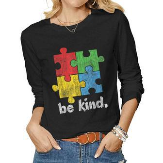 Autism Awareness Be Kind Autistic Kids Awareness Kindness Women Long Sleeve T-shirt | Mazezy