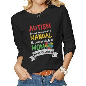 Autism Awareness Mom Mother Autistic Kids Awareness Mom Gift Women Graphic Long Sleeve T-shirt - Seseable