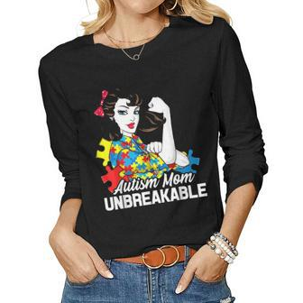 Autism Awareness S Mom Cute Gift Autism Mom Unbreakable Women Graphic Long Sleeve T-shirt - Seseable