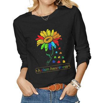 Autism Awareness Sunflower Choose Kindness Sunflower Autism Women Graphic Long Sleeve T-shirt - Seseable