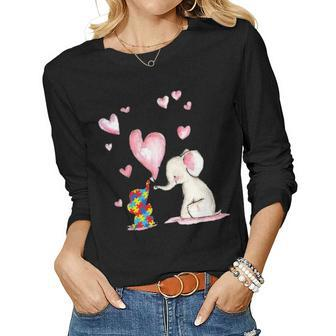 Autism Elephant Love Needs No Words Cute Mommy Mom Women Graphic Long Sleeve T-shirt - Seseable