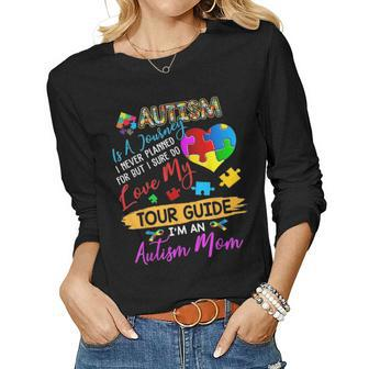 Autism Is Not Planned Journey Autism Awareness Mom Puzzles Women Graphic Long Sleeve T-shirt - Seseable