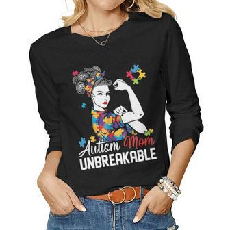Autism Mom Unbreakable Autism Awareness Gifts Mommy Sweat Women Graphic Long Sleeve T-shirt - Seseable