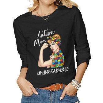 Autism Mom Unbreakable Autistic Awareness Gift Women Graphic Long Sleeve T-shirt - Seseable